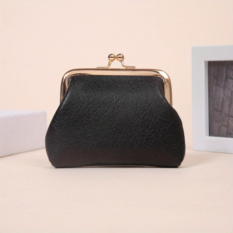 Women's Minimalist Coin Purse Solid Kiss Lock Clutch Wallet