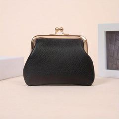 Women's Minimalist Coin Purse Solid Kiss Lock Clutch Wallet