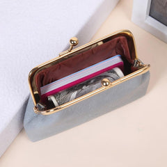 Women's Minimalist Coin Purse Solid Kiss Lock Clutch Wallet