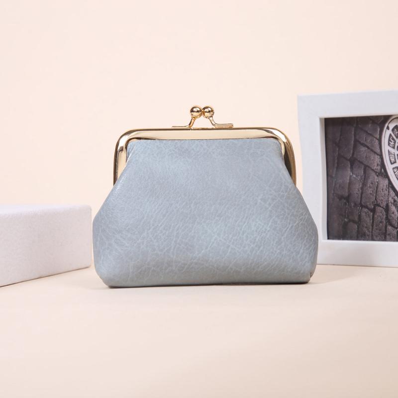 Women's Minimalist Coin Purse Solid Kiss Lock Clutch Wallet