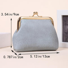 Women's Minimalist Coin Purse Solid Kiss Lock Clutch Wallet