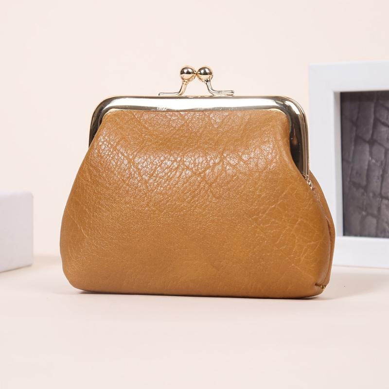 Women's Minimalist Coin Purse Solid Kiss Lock Clutch Wallet