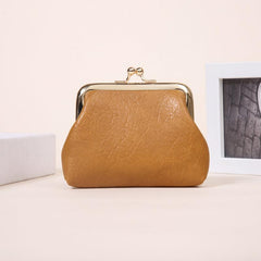 Women's Minimalist Coin Purse Solid Kiss Lock Clutch Wallet