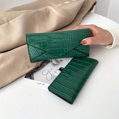 Crocodile Embossed Long Women's Wallet Envelop Clutch