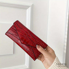 Crocodile Embossed Long Women's Wallet Envelop Clutch