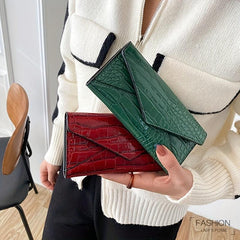 Crocodile Embossed Long Women's Wallet Envelop Clutch