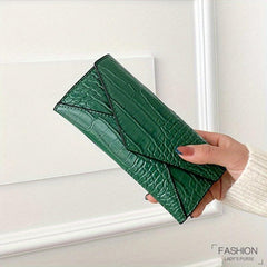 Crocodile Embossed Long Women's Wallet Envelop Clutch