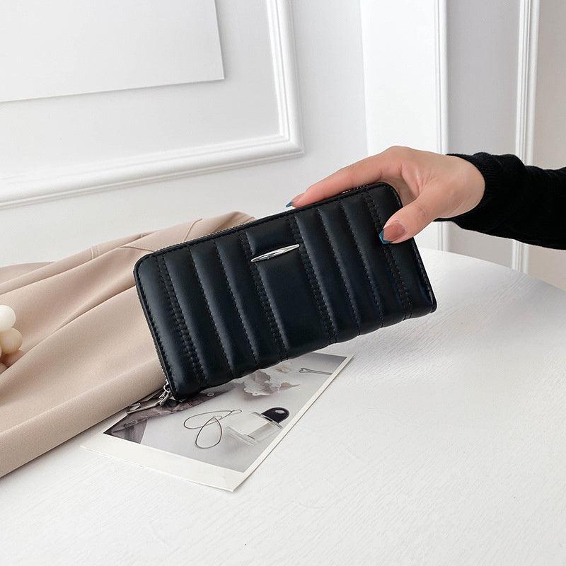 Faux Leather Clutch Zip Wallet Card Purse Buckle