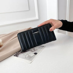 Faux Leather Clutch Zip Wallet Card Purse Buckle