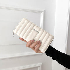 Faux Leather Clutch Zip Wallet Card Purse Buckle