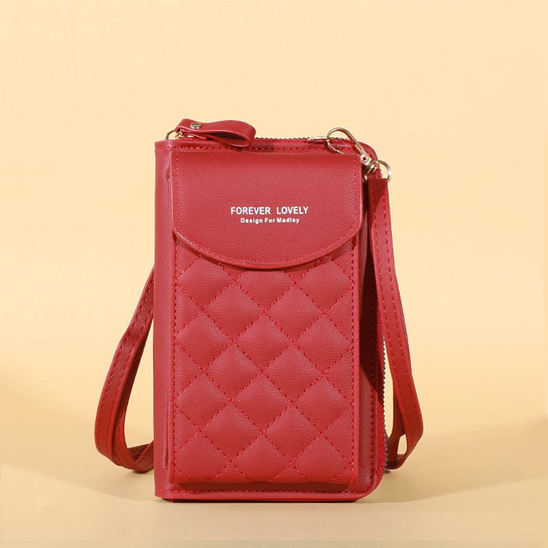 Argyle Pattern Quilted Shoulder Bag Crossbody Phone Purse
