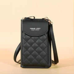 Argyle Pattern Quilted Shoulder Bag Crossbody Phone Purse