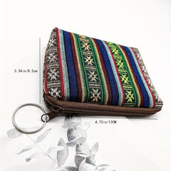Striped Pattern Zipper Pouch Lightweight Clutch Coin Purse