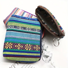 Striped Pattern Zipper Pouch Lightweight Clutch Coin Purse