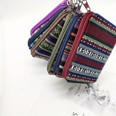 Striped Pattern Zipper Pouch Lightweight Clutch Coin Purse