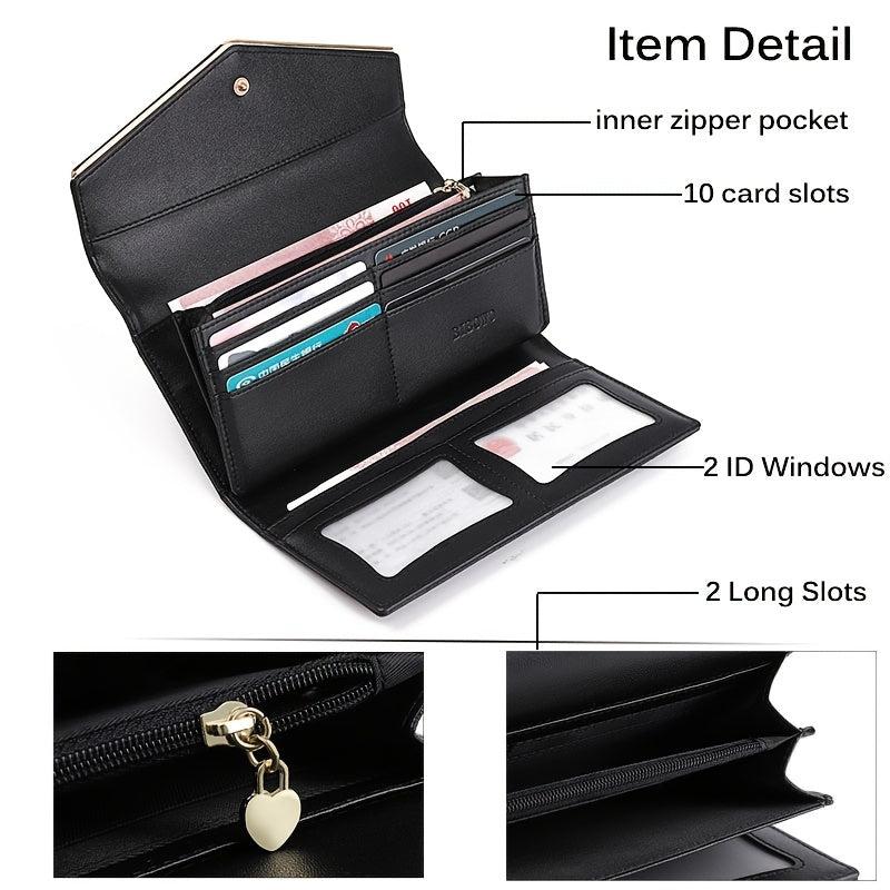 Trifold Long Wallet with ID Windows & Card Slots
