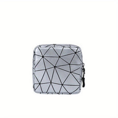Geometric Pattern Makeup Zipper Bag Cosmetic Sanitary Napkin Bag