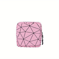 Geometric Pattern Makeup Zipper Bag Cosmetic Sanitary Napkin Bag
