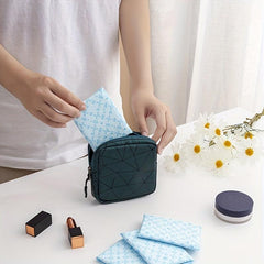 Geometric Pattern Makeup Zipper Bag Cosmetic Sanitary Napkin Bag