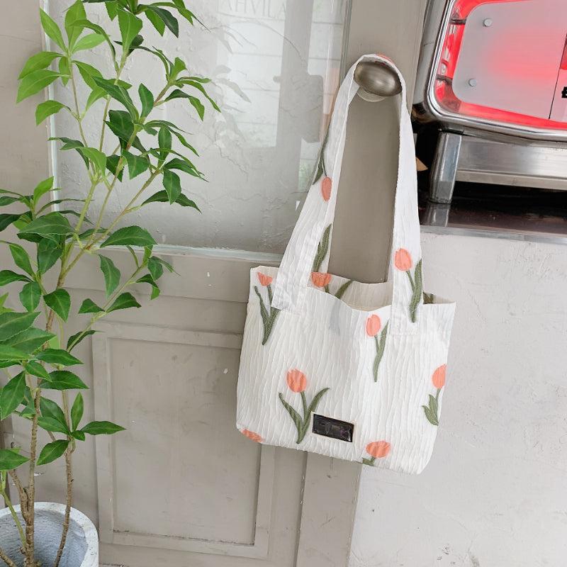 Tulip Pattern Storage Handbag Lightweight All Match Satchel Bag