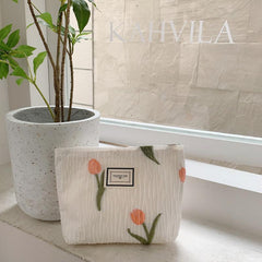 Tulip Pattern Storage Handbag Lightweight All Match Satchel Bag