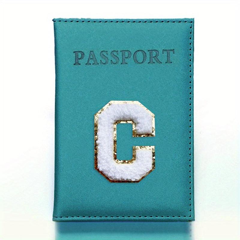 Chenille Letter Patched Passport Holder PU Leather Portable Bifold Wallet
