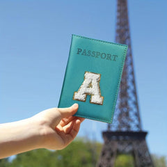 Chenille Letter Patched Passport Holder PU Leather Portable Bifold Wallet