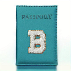 Chenille Letter Patched Passport Holder PU Leather Portable Bifold Wallet