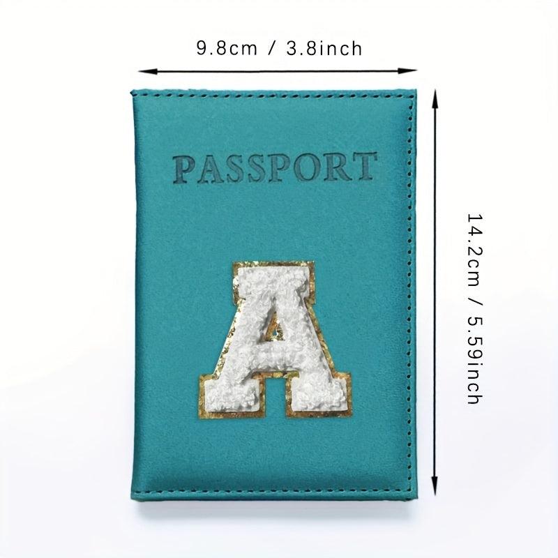 Chenille Letter Patched Passport Holder PU Leather Portable Bifold Wallet