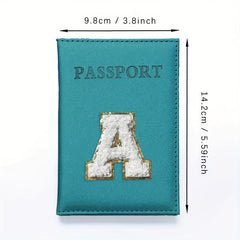 Chenille Letter Patched Passport Holder PU Leather Portable Bifold Wallet