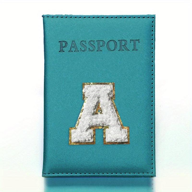 Chenille Letter Patched Passport Holder PU Leather Portable Bifold Wallet