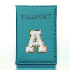 Chenille Letter Patched Passport Holder PU Leather Portable Bifold Wallet