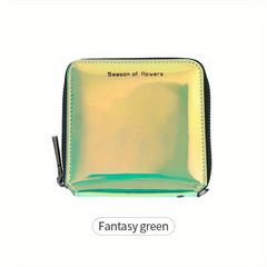 Women's Laser Square Bag Zip Around Coin Purse Wallet
