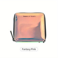 Women's Laser Square Bag Zip Around Coin Purse Wallet