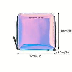 Women's Laser Square Bag Zip Around Coin Purse Wallet