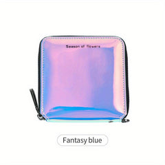Women's Laser Square Bag Zip Around Coin Purse Wallet