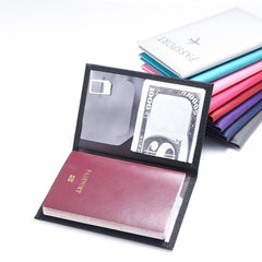 Solid Minimalist Passport Cover Ticket Organizer Bifold Holder