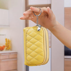 Quilted Coin Purse Clutch with Zipper and Keyring