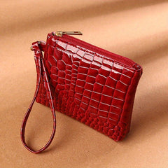 Vintage Crocodile Embossed Clutch Coin Purse Zip Bag