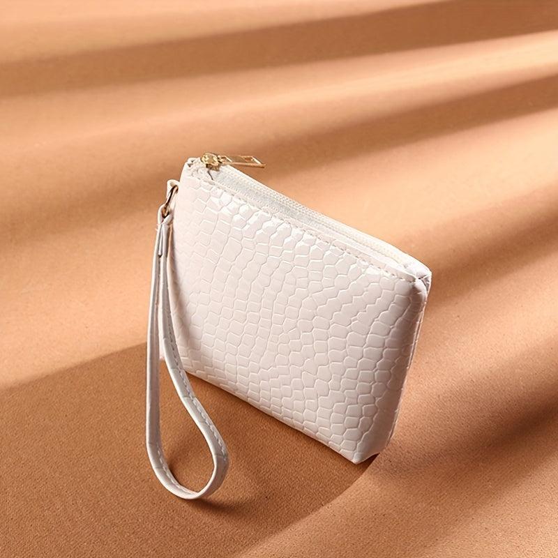 Vintage Crocodile Embossed Clutch Coin Purse Zip Bag