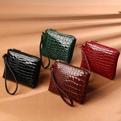 Vintage Crocodile Embossed Clutch Coin Purse Zip Bag