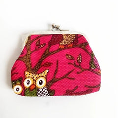 Vintage Ethnic Owl Coin Purse Clutch Canvas Storage Bag