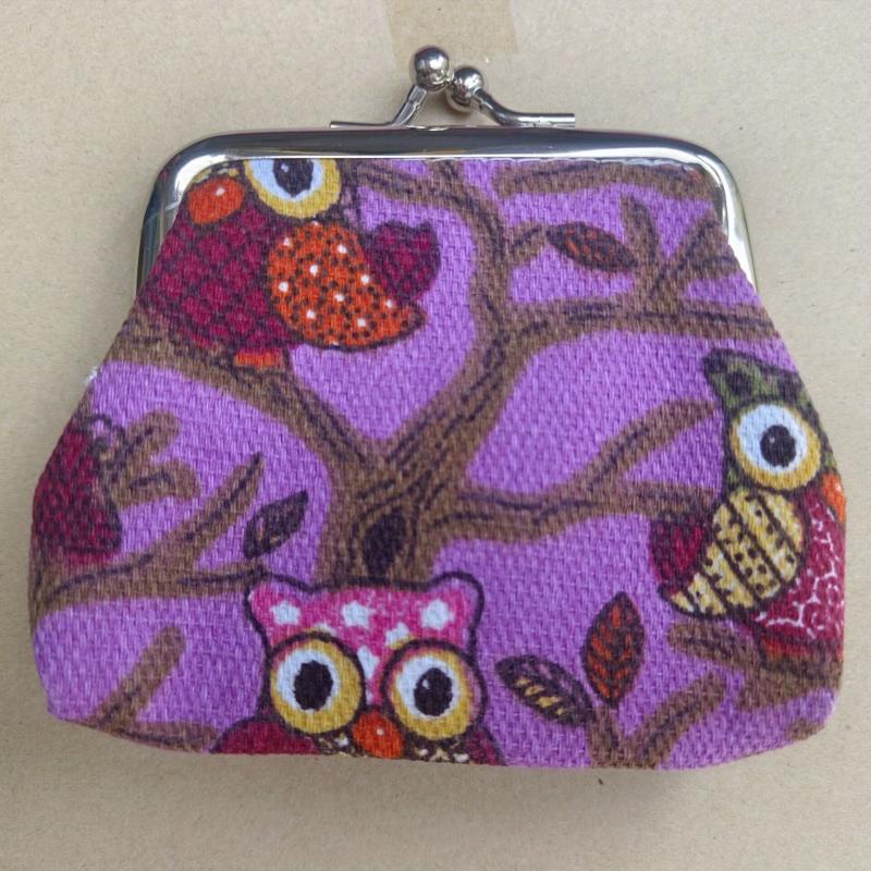 Vintage Ethnic Owl Coin Purse Clutch Canvas Storage Bag