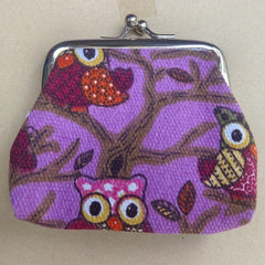 Vintage Ethnic Owl Coin Purse Clutch Canvas Storage Bag