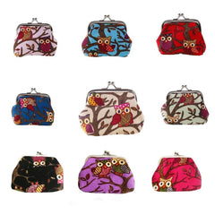 Vintage Ethnic Owl Coin Purse Clutch Canvas Storage Bag