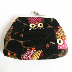 Vintage Ethnic Owl Coin Purse Clutch Canvas Storage Bag