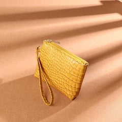Crocodile Pattern Zip Coin Purse Clutch Wallet with Wristband
