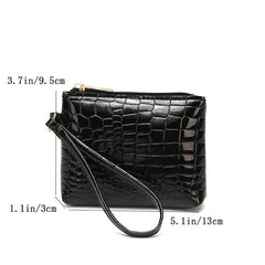 Crocodile Pattern Zip Coin Purse Clutch Wallet with Wristband