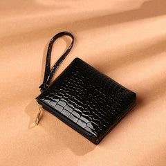 Crocodile Pattern Zip Coin Purse Clutch Wallet with Wristband