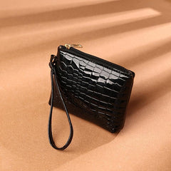 Crocodile Pattern Zip Coin Purse Clutch Wallet with Wristband
